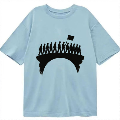 March on bridge silhouette - historic protest ink painting - Classic T-shirt - Light Blue