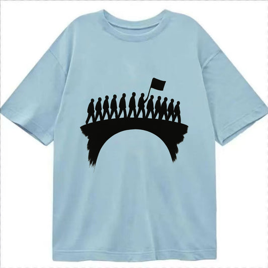 March on bridge silhouette - historic protest ink painting - Classic T-shirt - Light Blue