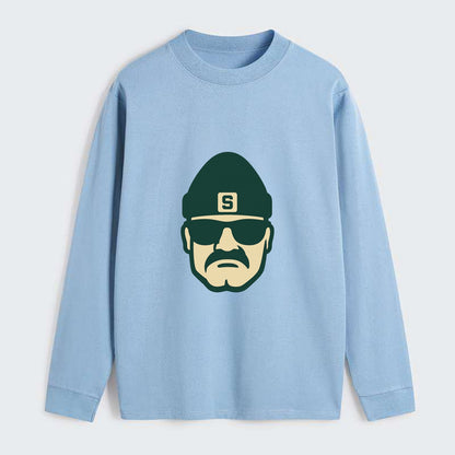 East Lansing Spartan wearing Michigan State beanie with S patch - Classic Long Sleeve Shirt - Light Blue