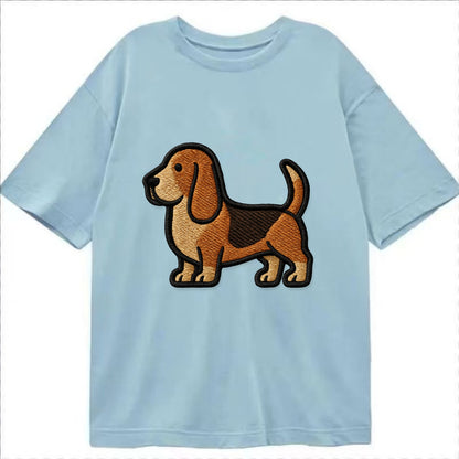 Basset Hound - Trendy low-rider design with prominent black outline - Classic T-shirt - Light Blue