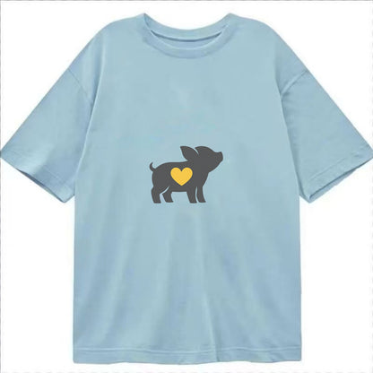 SMALL BUT BRAVE | Tiny piglet silhouette | Big heart within | Courage despite - Classic T-shirt - Light Blue