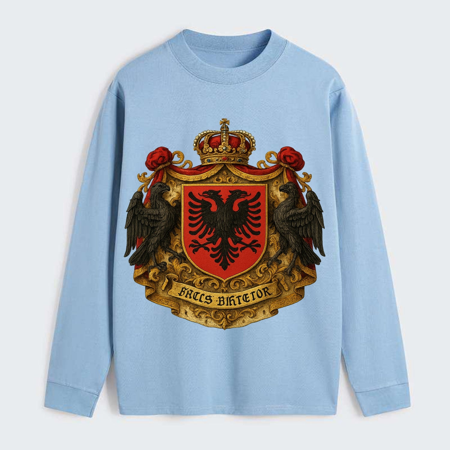 Albania Double Eagle Emblem - Classic Long Sleeve Shirt - Light Blue