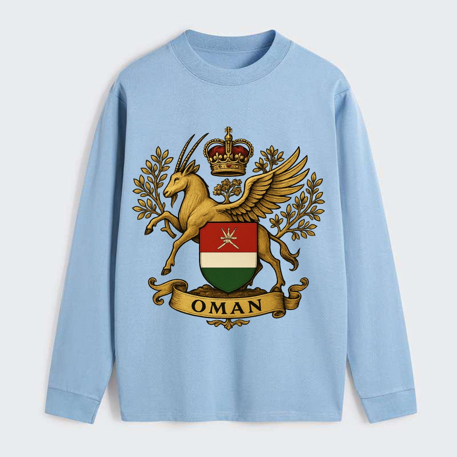 Oman Heritage Badge  - Classic Long Sleeve Shirt - Light Blue