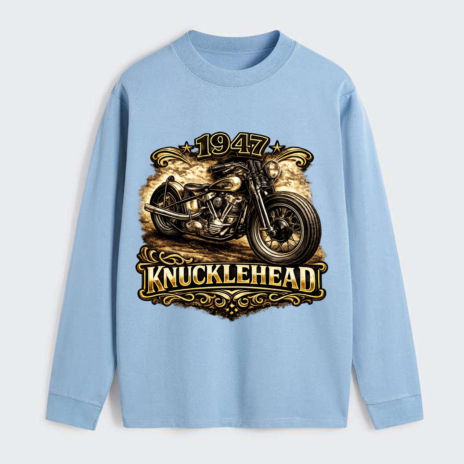 1947 Knucklehead Bobber - Classic Long Sleeve Shirt - Light Blue