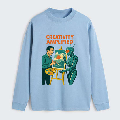 Artist and AI creating beautiful masterpiece together - "Creativity - Classic Long Sleeve Shirt - Light Blue