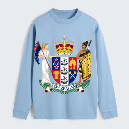 Coat Of Arms Of New Zealand - Classic Long Sleeve Shirt - Light Blue