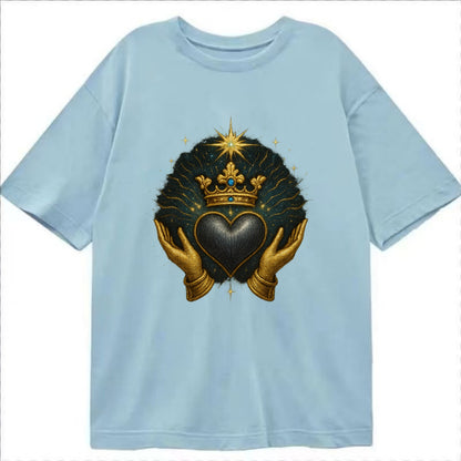 Pearl-studded tiara atop a satin-gunmetal heart supported by elegant opera-glove - Classic T-shirt - Light Blue