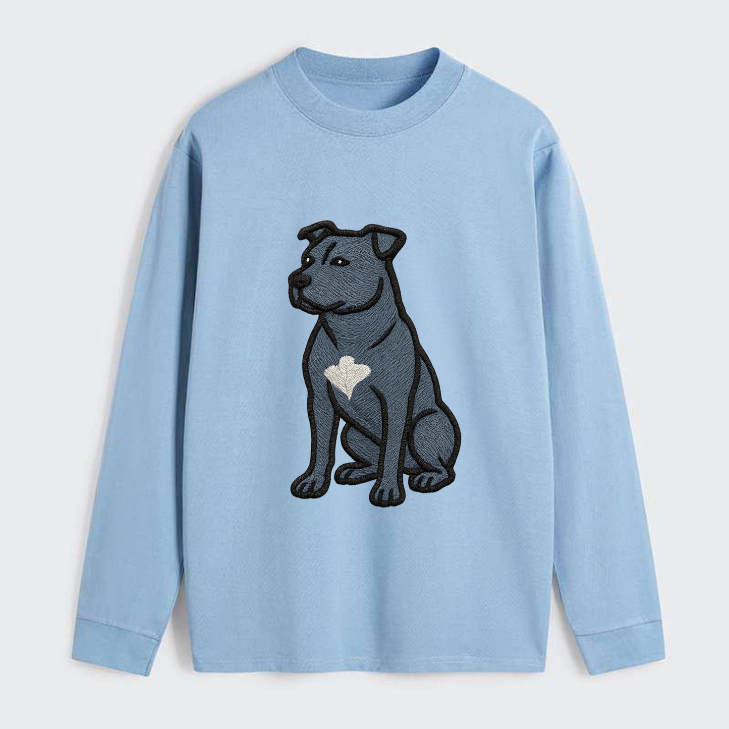 American Staffordshire Terrier - Blue embroidered design - Classic Long Sleeve Shirt - Light Blue