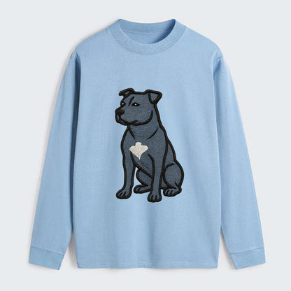 American Staffordshire Terrier - Blue embroidered design - Classic Long Sleeve Shirt - Light Blue
