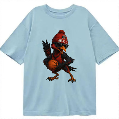 Houston Roadrunner wearing Rockets beanie with launch pad patch and wayfarer - Classic T-shirt - Light Blue