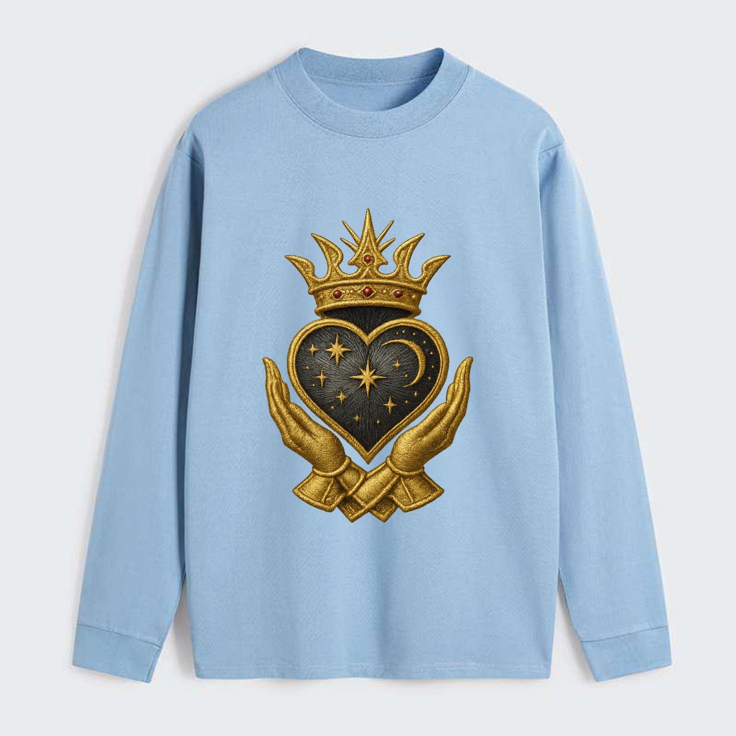 Hammered bronze warrior crown anchoring a dark steel heart with - Classic Long Sleeve Shirt - Light Blue