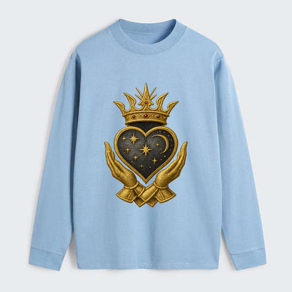 Hammered bronze warrior crown anchoring a dark steel heart with - Classic Long Sleeve Shirt - Light Blue