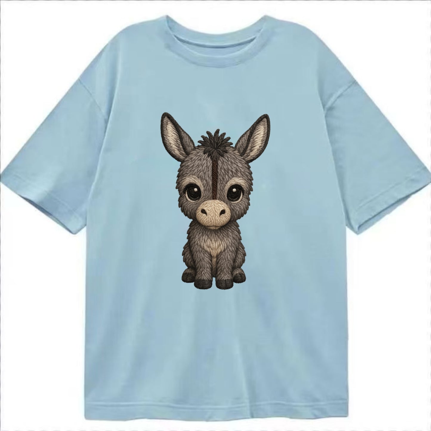 Baby Donkey Foal - gray fluffy, long ears, dark stripe, gentle eyes, - Classic T-shirt - Light Blue