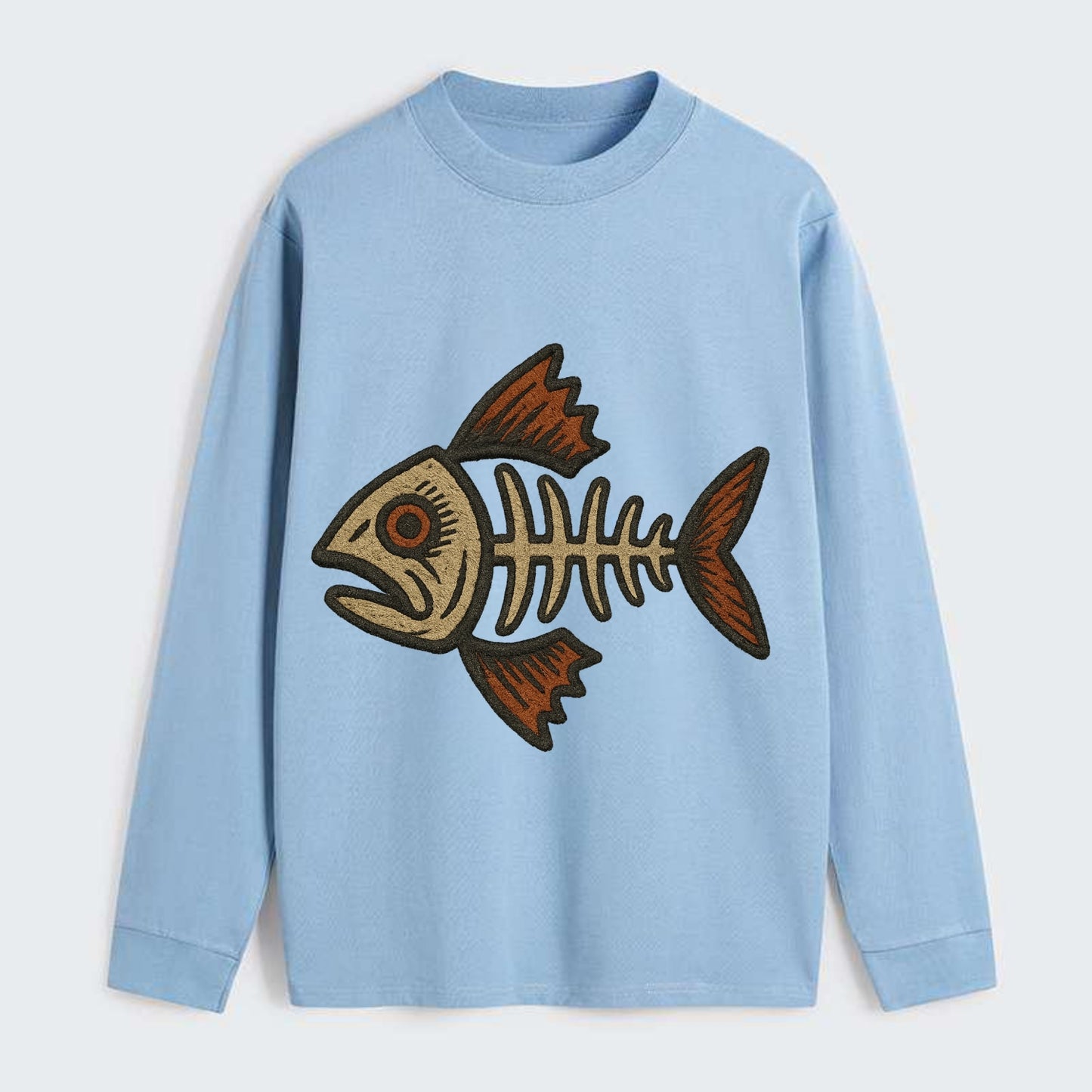 Fish Skeleton  - Classic Long Sleeve Shirt - Light Blue
