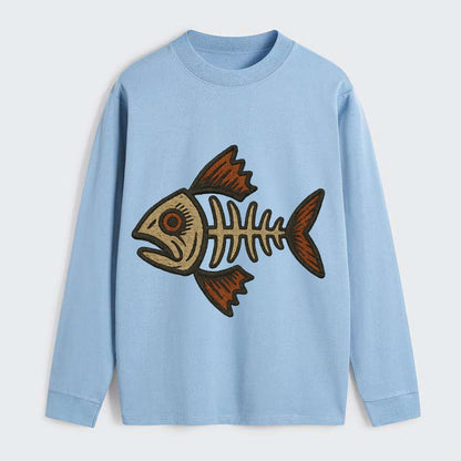 Fish Skeleton  - Classic Long Sleeve Shirt - Light Blue