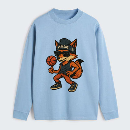 Washington Fox wearing Wizards beanie with capitol patch and wayfarer - Classic Long Sleeve Shirt - Light Blue