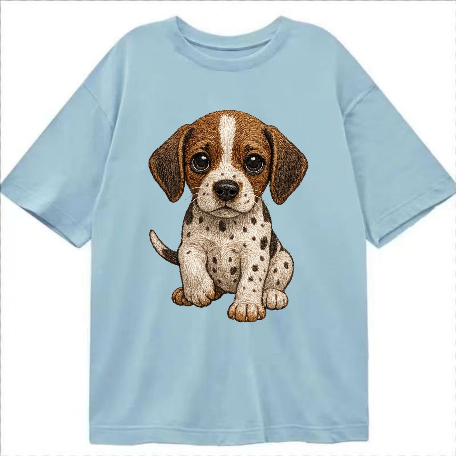 Baby Pointer Puppy - spotted coat, noble stance, alert eyes, front-facing, - Classic T-shirt - Light Blue