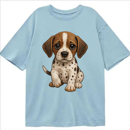 Baby Pointer Puppy - spotted coat, noble stance, alert eyes, front-facing, - Classic T-shirt - Light Blue