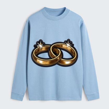 WEDDING RINGS - interlocked bands in gold , marriage - Classic Long Sleeve Shirt - Light Blue