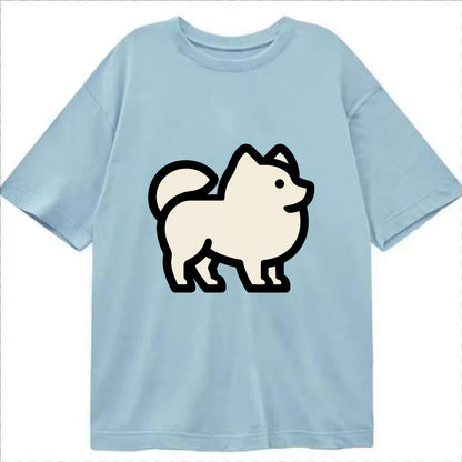 Pomeranian - Modern tiny fluffy logo wit - Classic T-shirt - Light Blue