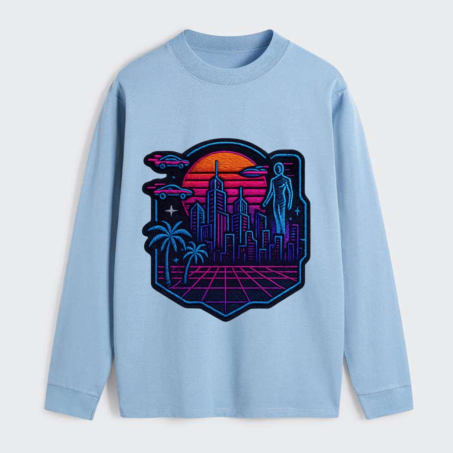 Cyberpunk City - Classic Long Sleeve Shirt - Light Blue
