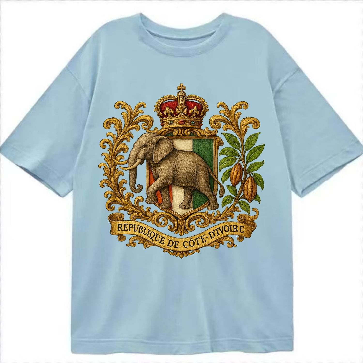 Ivory Coast Heritage Badge  - Classic T-shirt - Light Blue