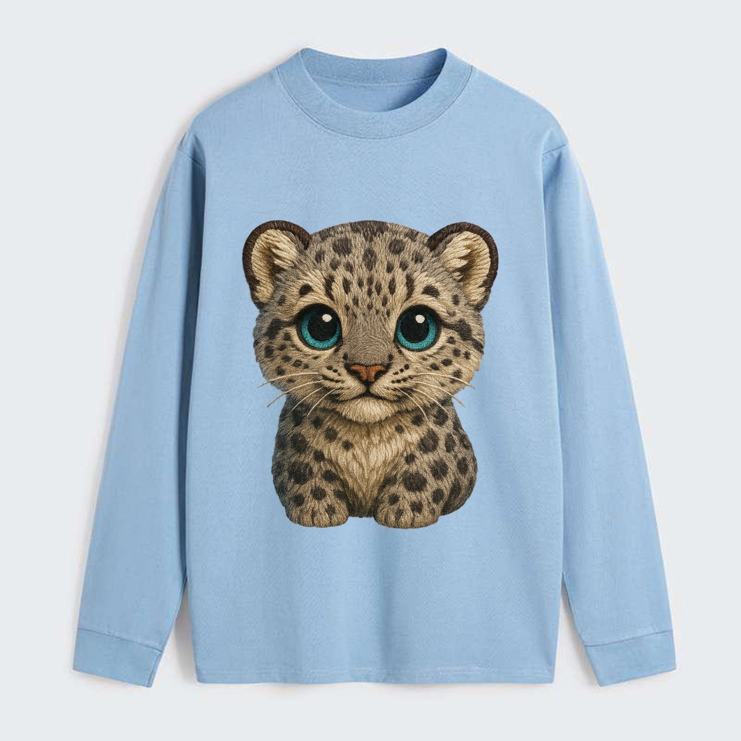 Baby Snow Leopard Cub - gray spotted, thick fur, blue-green eyes, - Classic Long Sleeve Shirt - Light Blue