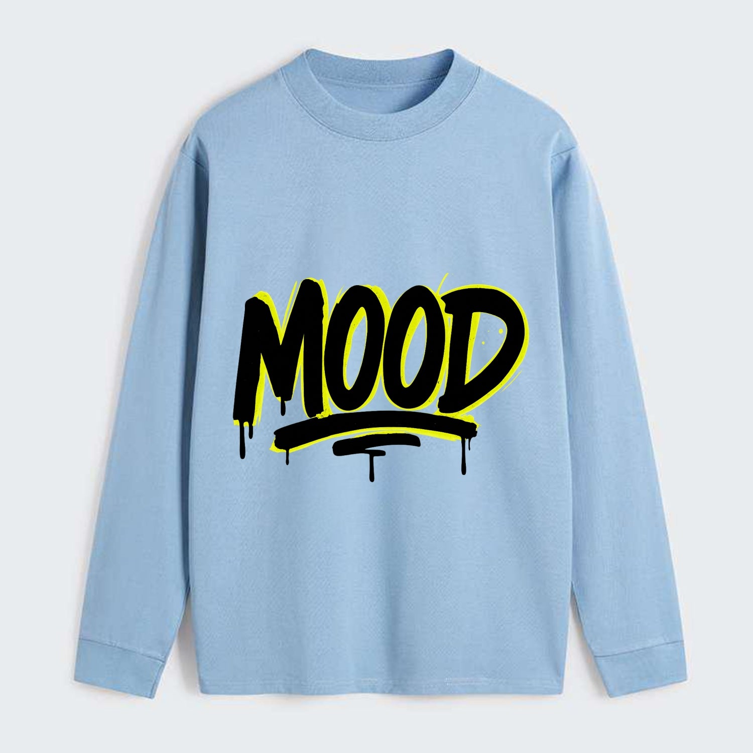 Bold typography design - "MOOD" - current state, feeling it - Classic Long Sleeve Shirt - Light Blue