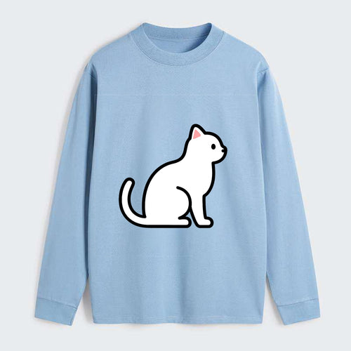 Domestic Shorthair - White classic flat side profile - Classic Long Sleeve Shirt