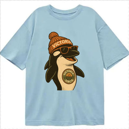 Victoria Orca wearing Victoria beanie wi - Classic T-shirt - Light Blue