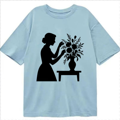 Florist arranging dramatic bouquet - Classic T-shirt - Light Blue
