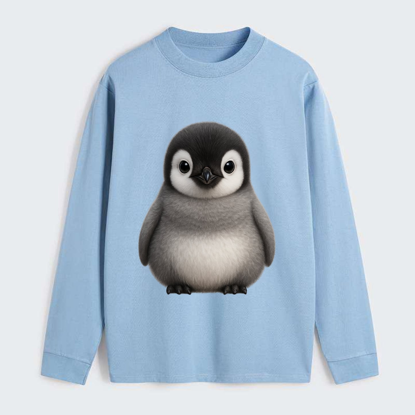 Baby Adelie Penguin - black and white, round body, curious eyes, - Classic Long Sleeve Shirt - Light Blue