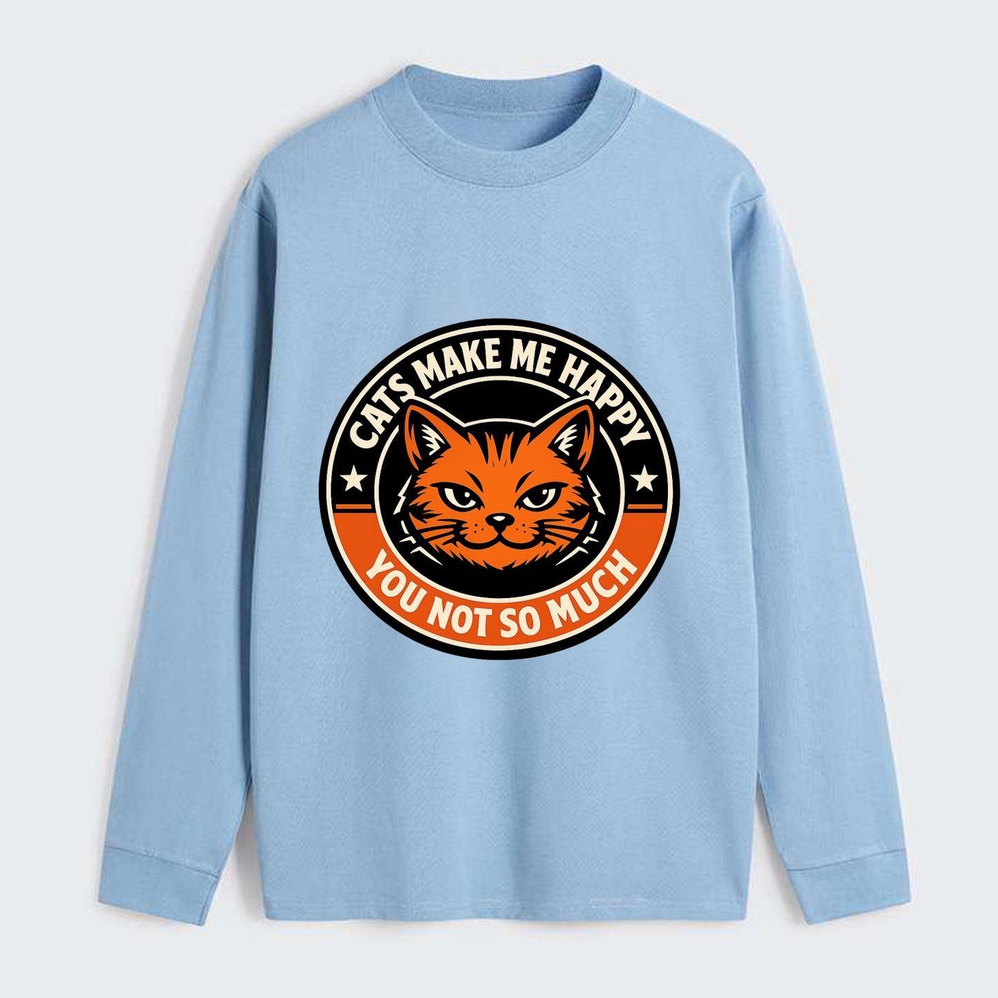 Joyful Whiskers Emblem - Classic Long Sleeve Shirt - Light Blue