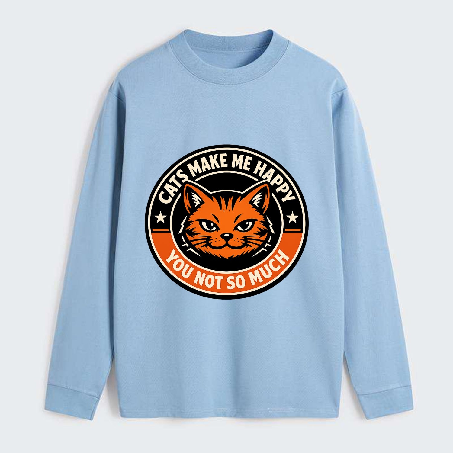 Joyful Whiskers Emblem - Classic Long Sleeve Shirt - Light Blue
