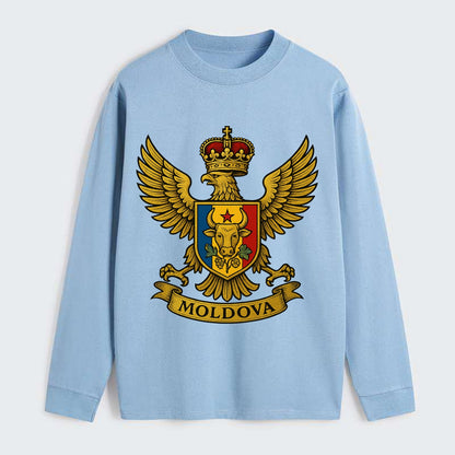 Moldova Heritage Badge - Classic Long Sleeve Shirt - Light Blue