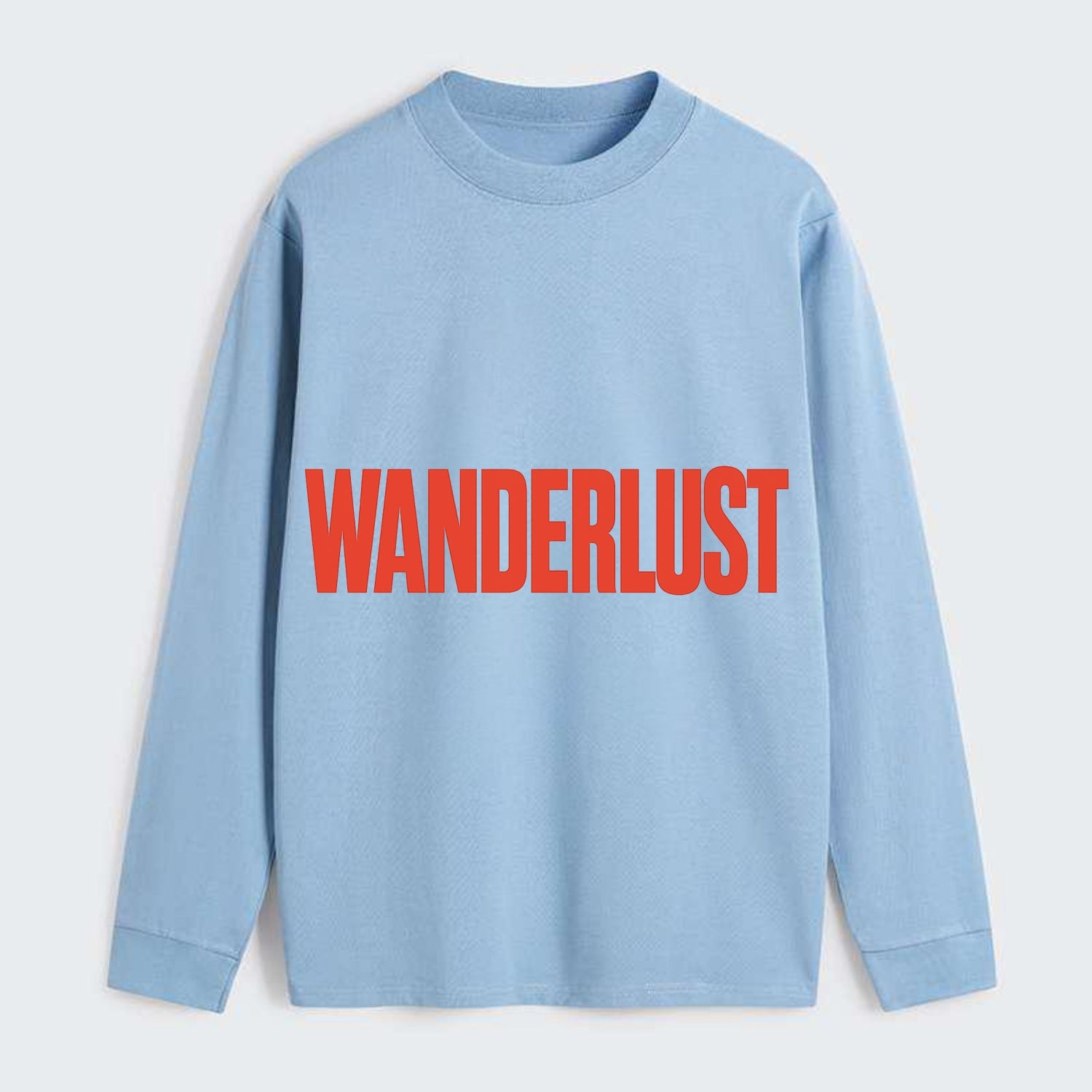 Bold typography design - "WANDERLUST" - desire to travel, explore the - Classic Long Sleeve Shirt - Light Blue