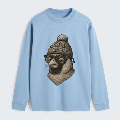 Virginia Cardinal wearing Richmond beanie with pom pom and wayfarer - Classic Long Sleeve Shirt - Light Blue