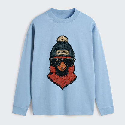 Indiana Cardinal wearing Indianapolis beanie with pom pom and wayfarer - Classic Long Sleeve Shirt - Light Blue