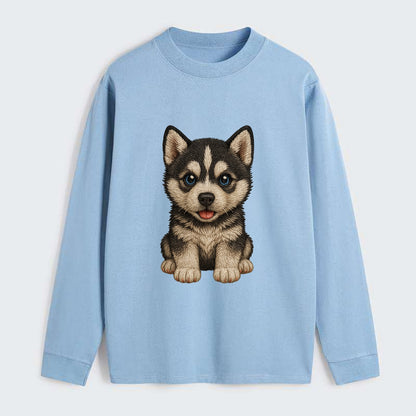 Baby Siberian Husky Puppy - blue or bi-colored eyes, fluffy coat, - Classic Long Sleeve Shirt - Light Blue