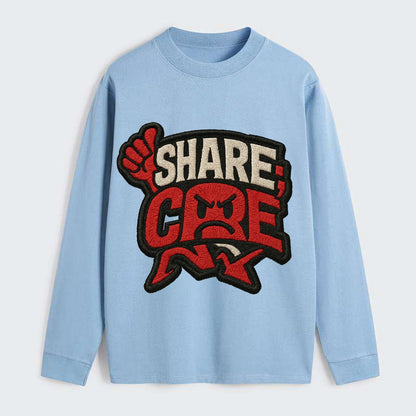 SHARE;CARE TOO MUCH Oversharer Green Hat - Classic Long Sleeve Shirt - Light Blue