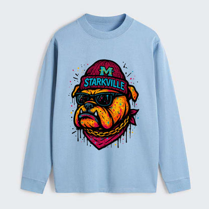Starkville Bulldog wearing Mississippi State beanie with M patch - Classic Long Sleeve Shirt - Light Blue