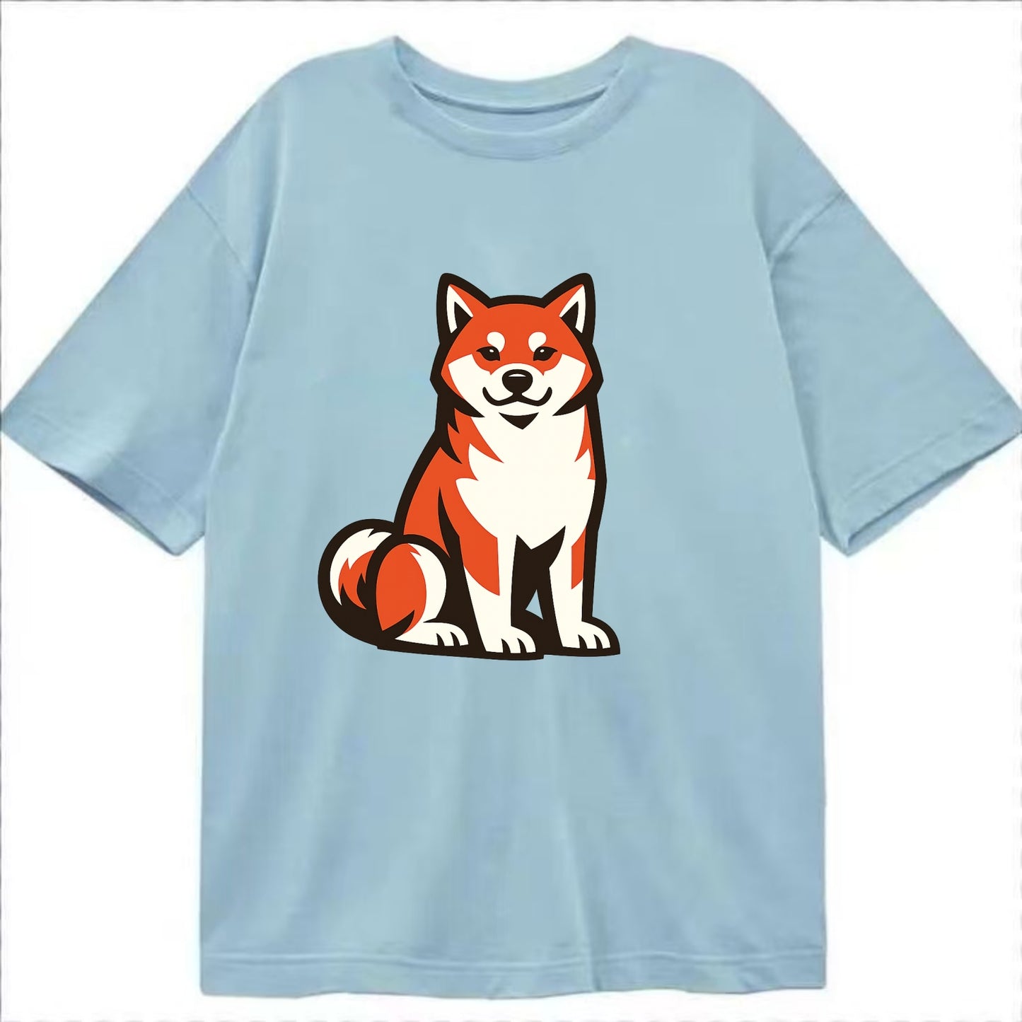 Sitting Shiba Inu Emblem - Classic T-shirt - Light Blue