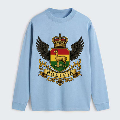 Bolivia Llama Emblem  - Classic Long Sleeve Shirt - Light Blue