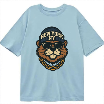 {"animal":"beaver","locationText":"NEW YORK","initials":"NY","beanieColor":"navy", - Classic T-shirt - Light Blue