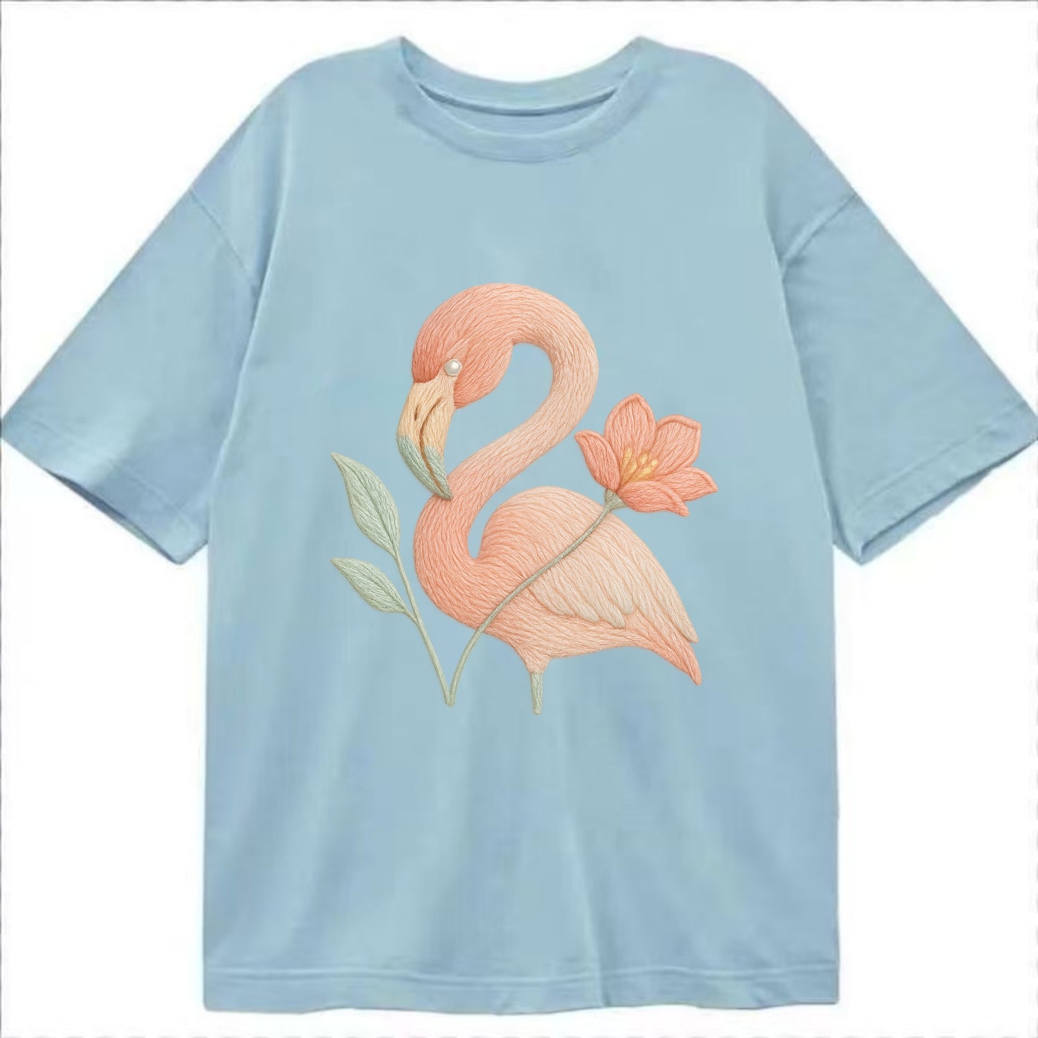 Peach Flamingo - Classic T-shirt - Light Blue