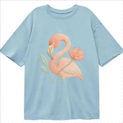 Peach Flamingo - Classic T-shirt - Light Blue