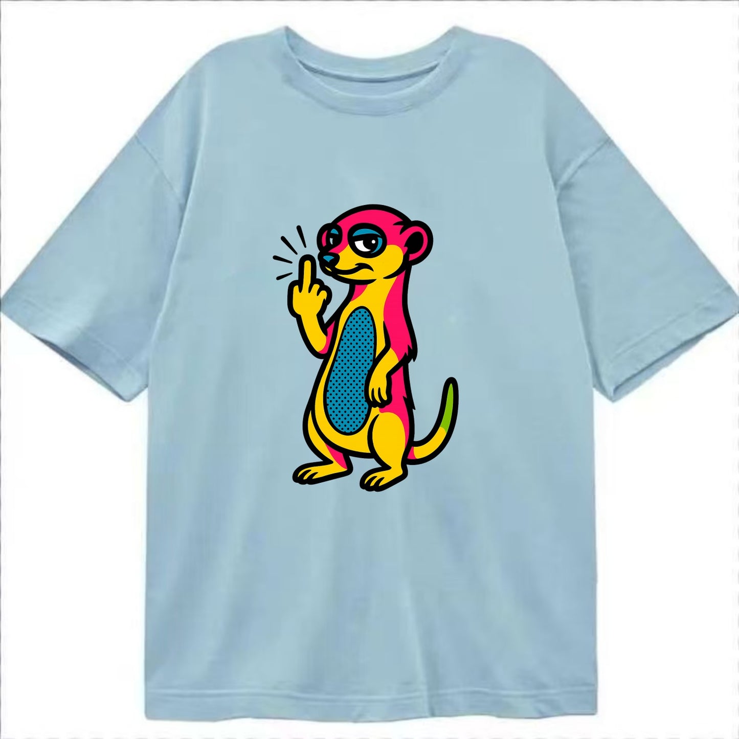 cute meerkat standing guard on hind legs, one front paw raised in sassy salute - Classic T-shirt - Light Blue