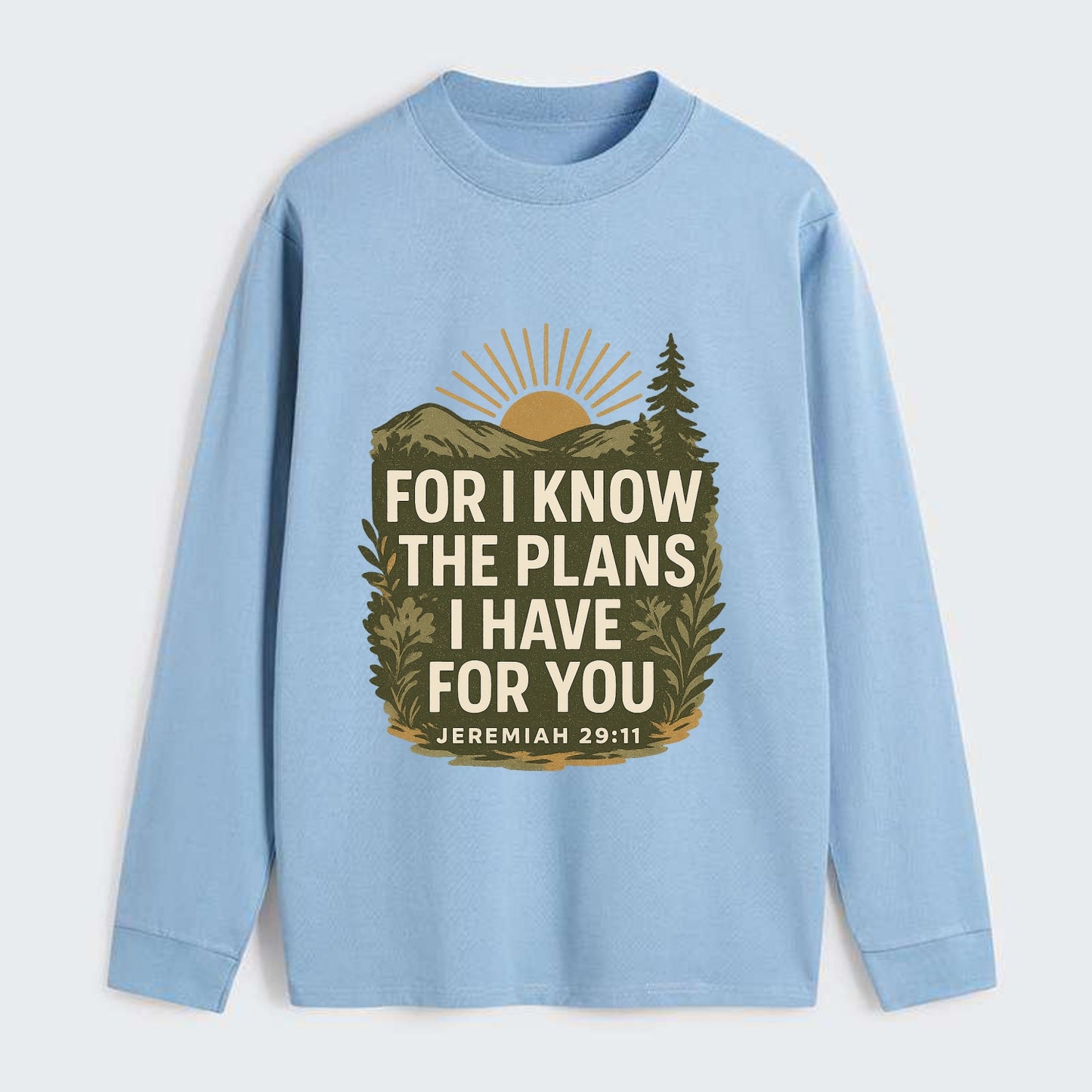 Jeremiah 29:11 Sunrise - Classic Long Sleeve Shirt - Light Blue