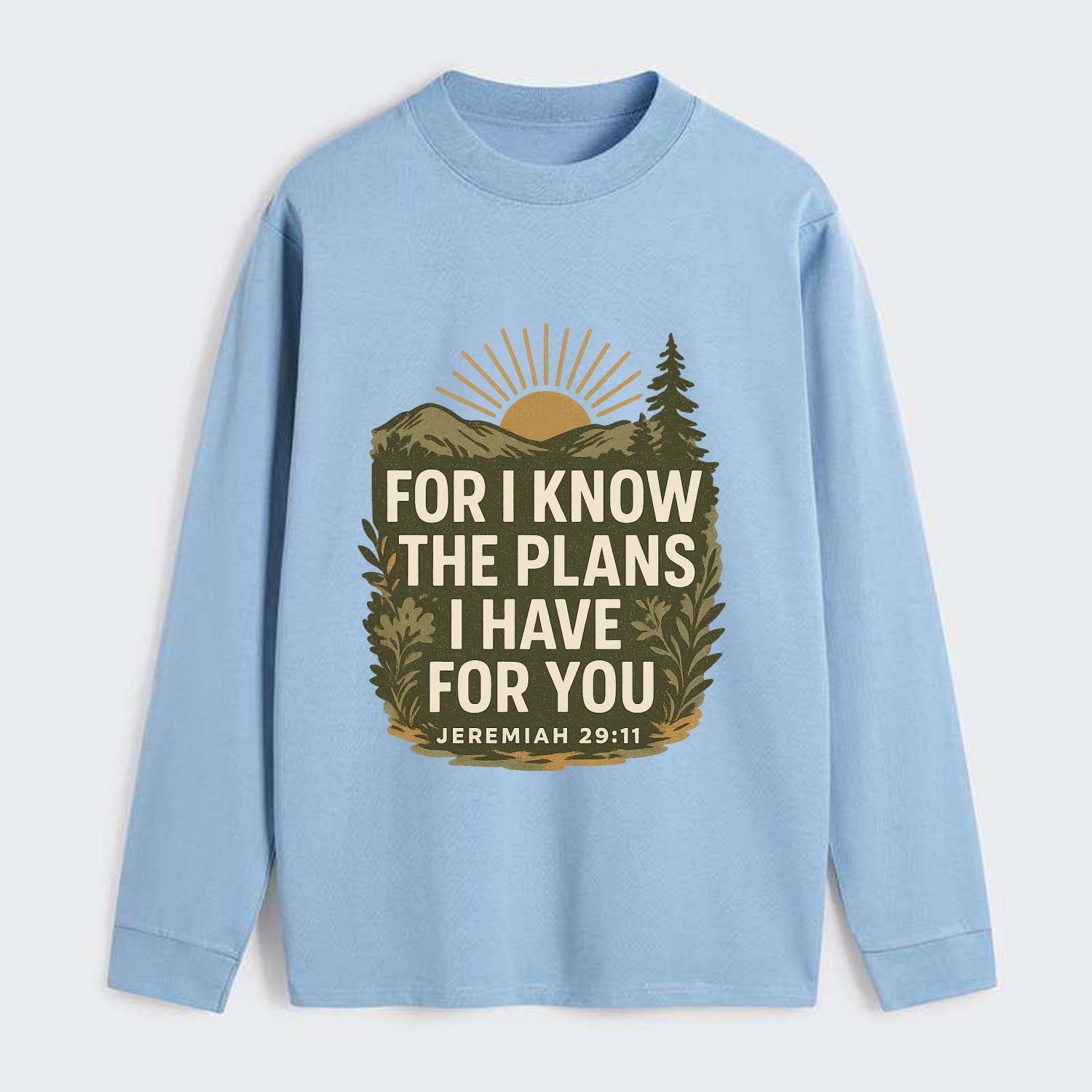 Jeremiah 29:11 Sunrise - Classic Long Sleeve Shirt - Light Blue