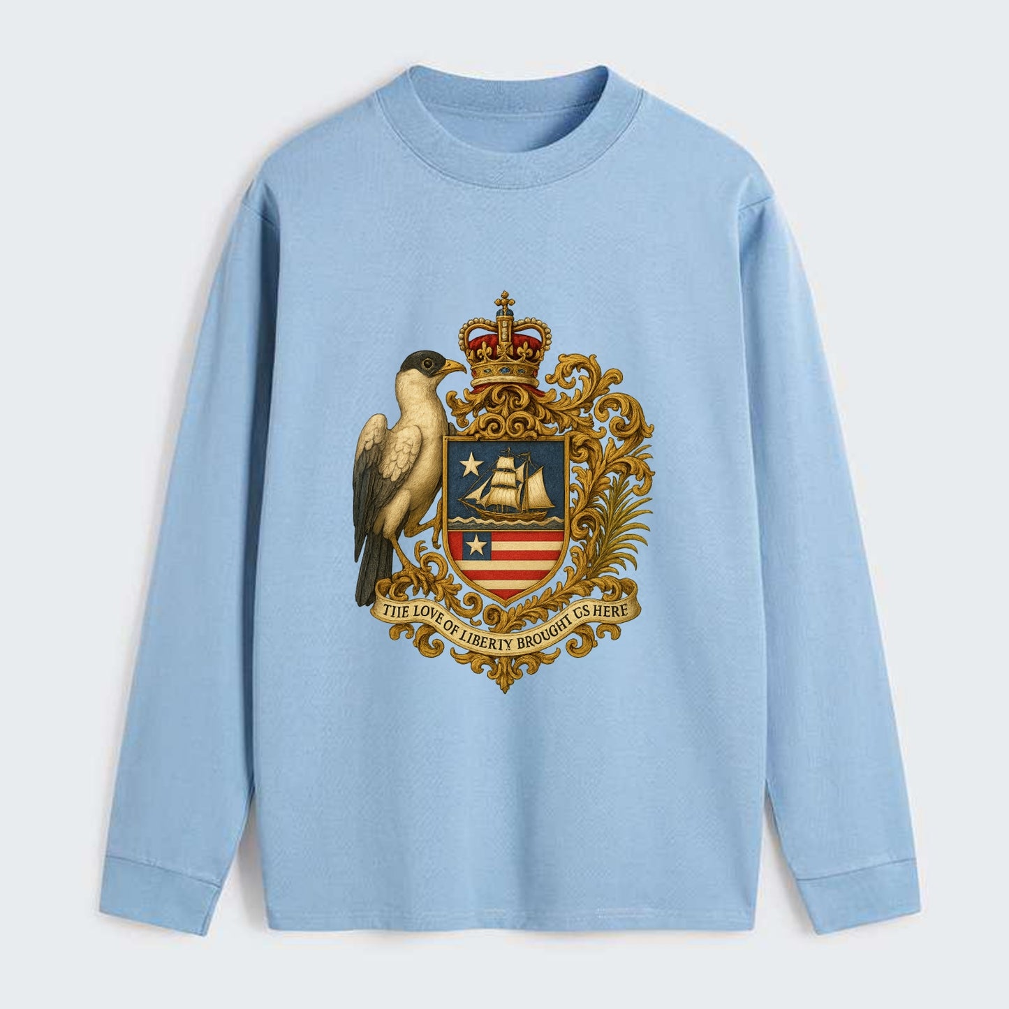 Liberia Pepper Bird Emblem - Classic Long Sleeve Shirt - Light Blue